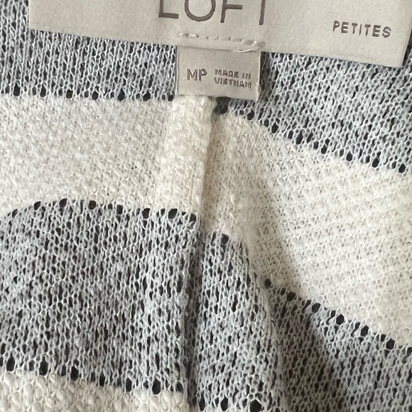 LOFT Gray and White Open Front Cardigan - Picture 4 of 5